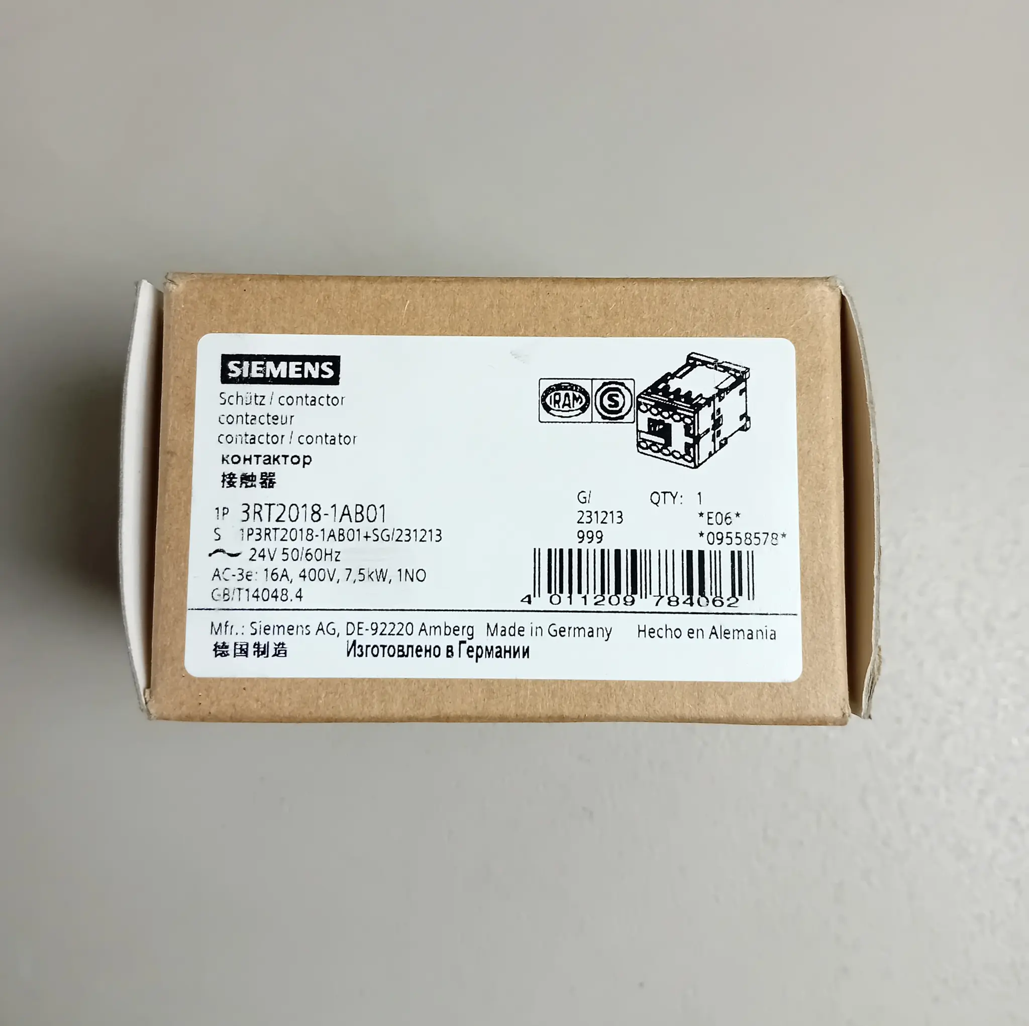 Produktfoto 1 von Siemens 3RT2018-1AB01 NEU OVP