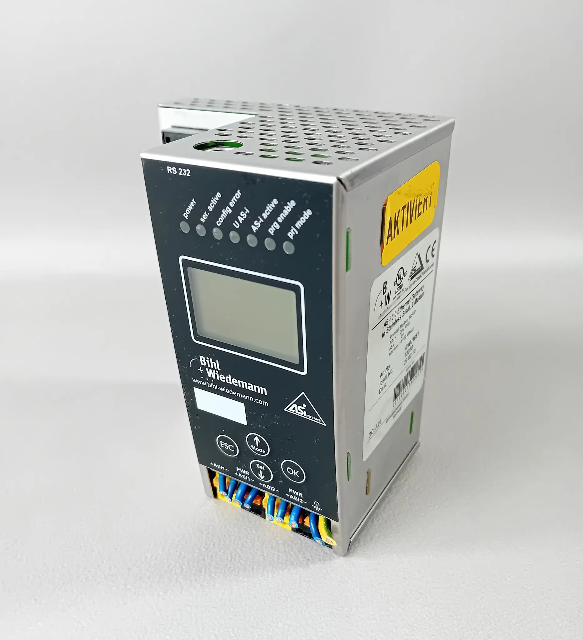 Produktfoto 1 von Bihl+Wiedemann BWU1651 AS-i 3.0 Ethernet Gateway in Stainless Steel, 2-Master