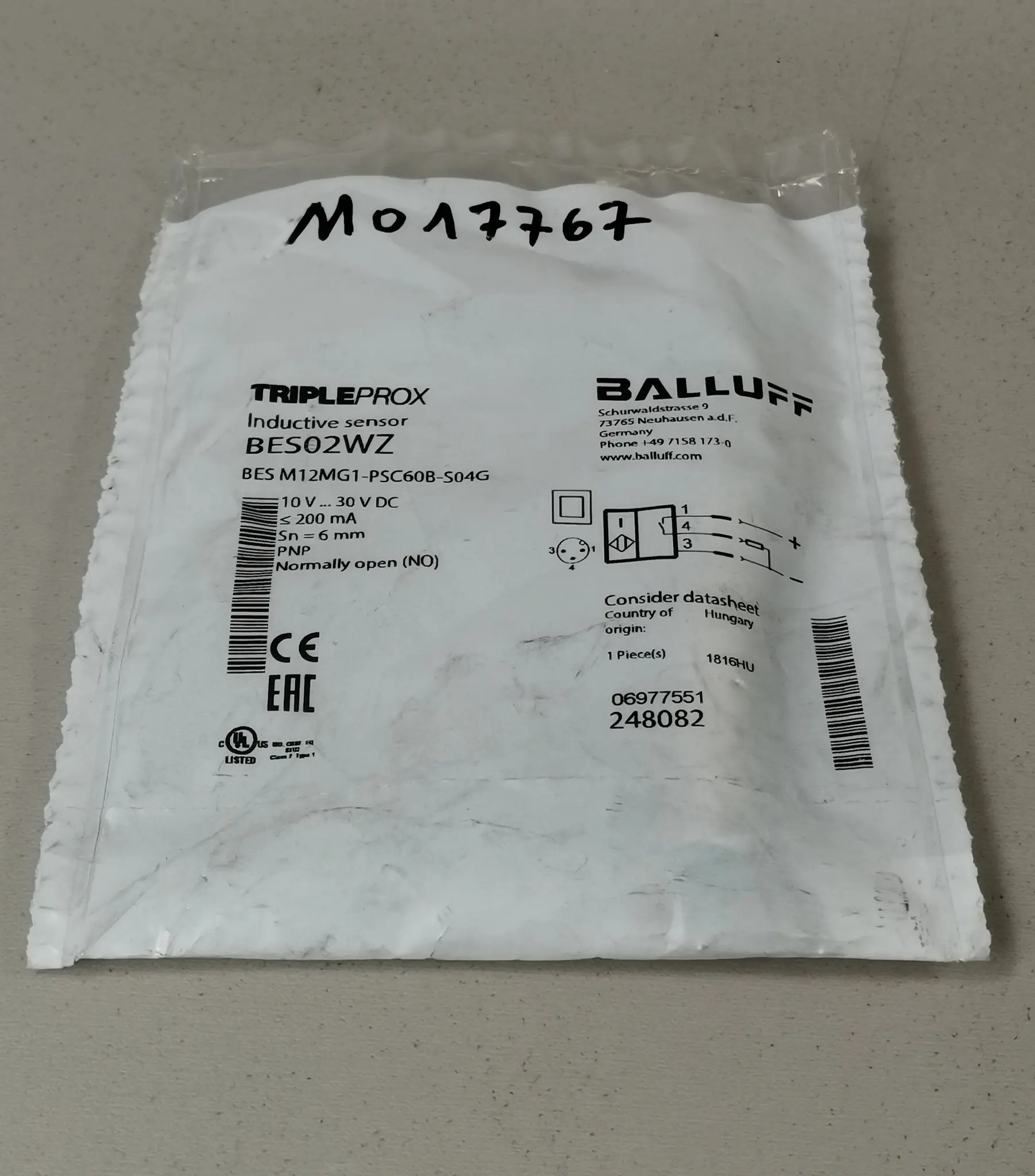 Produktfoto 1 von Balluff BES02WZ BES M12MG1-PSC60B-S04G NEU OVP
