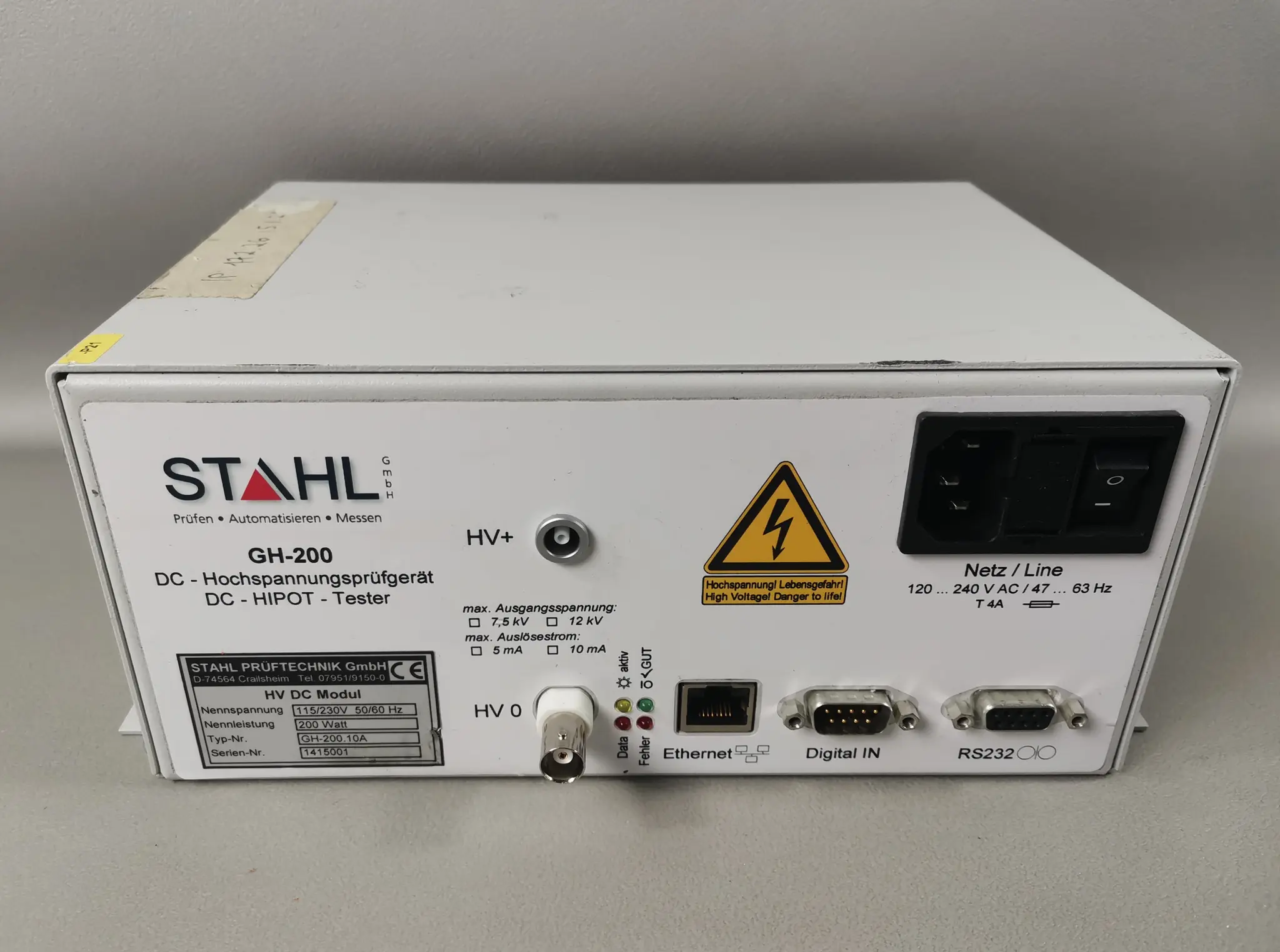 Produktfoto 1 von Stahl GH-200 / GH-200.10A DC-Hochspannungsprüfgerät 115/230V