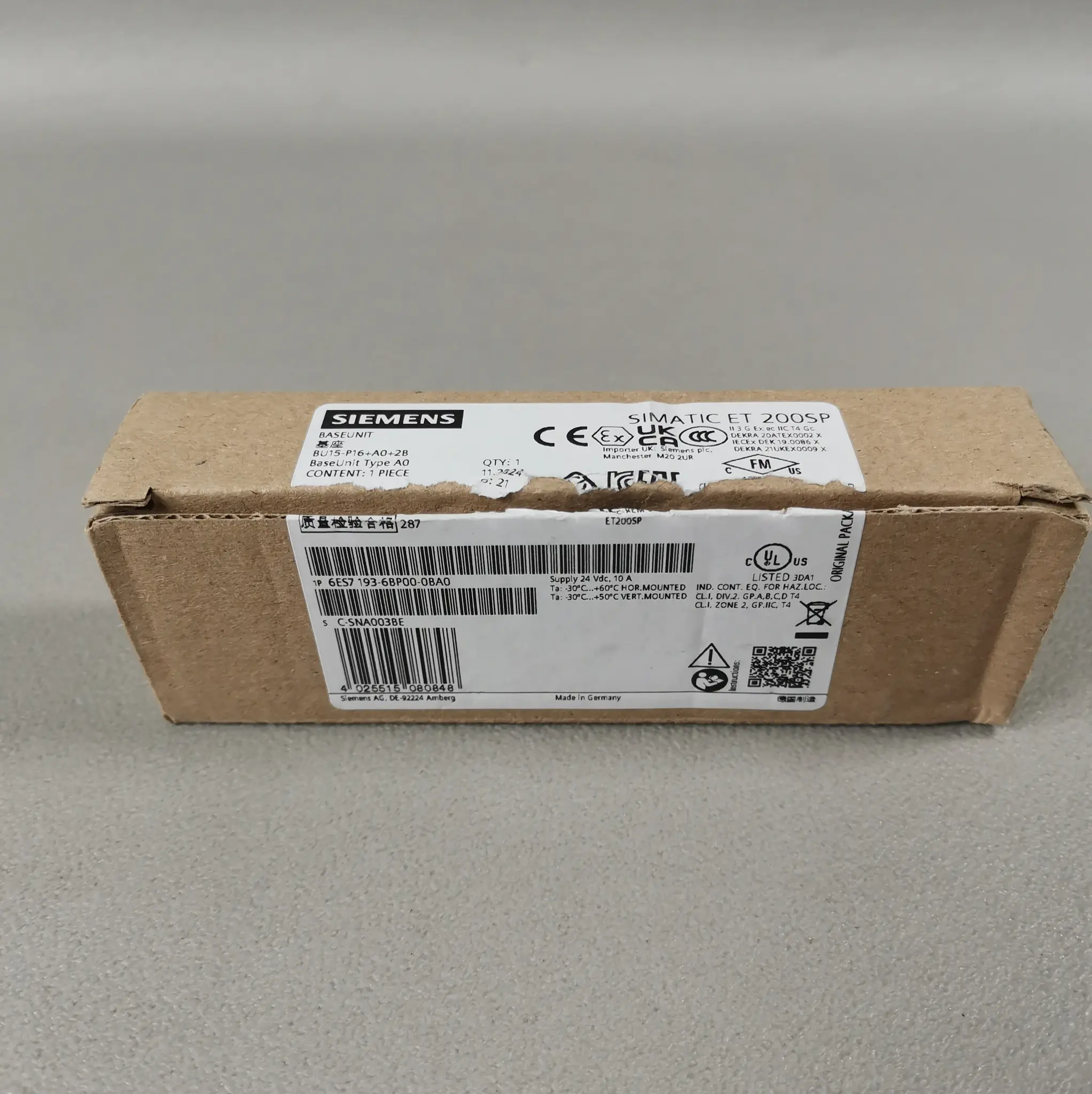 Produktfoto 1 von Siemens 6ES7 193-6BP00-0BA0 / 6ES7193-6BP00-0BA0 NEU OVP Siegel offen