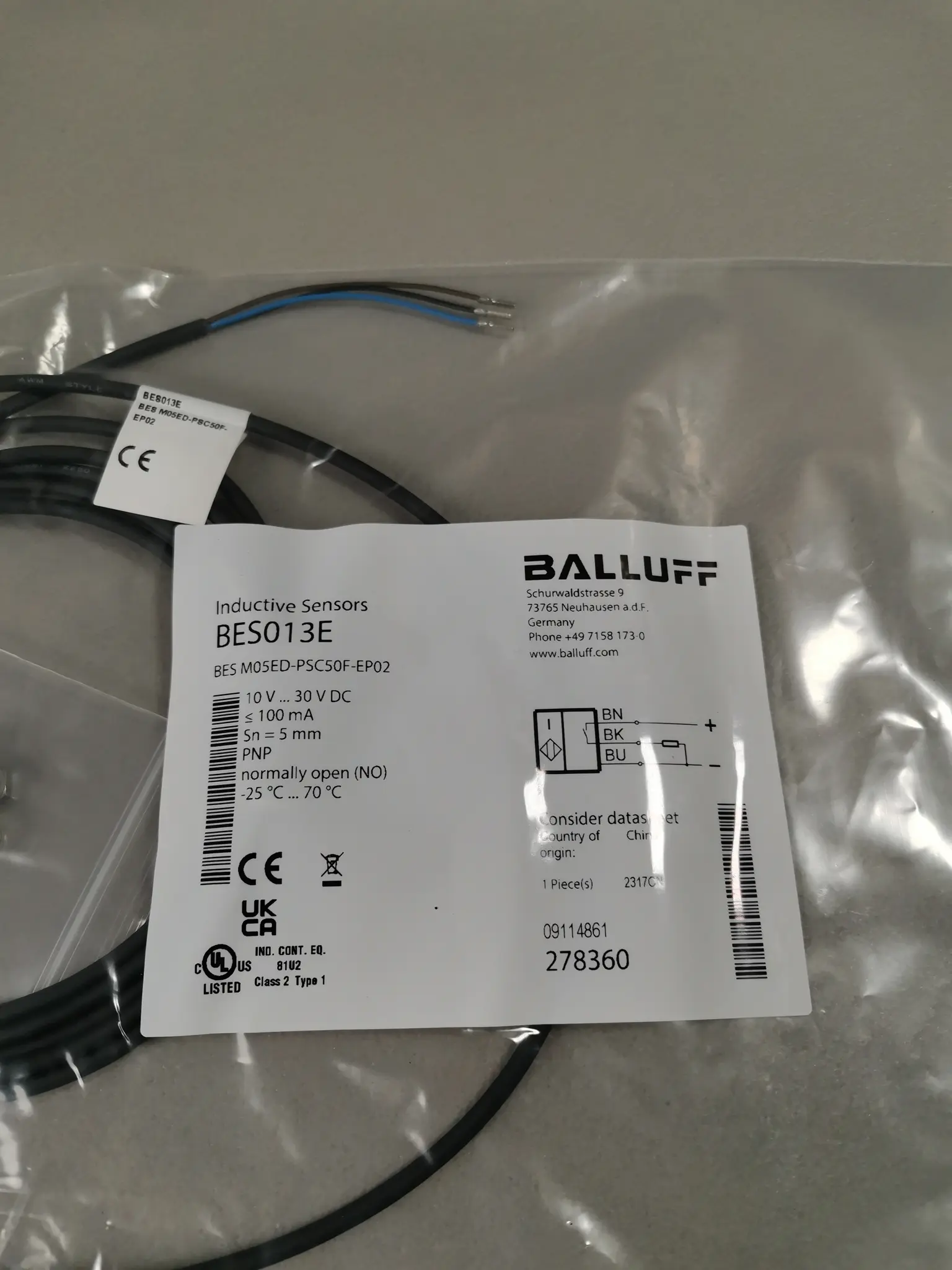 Produktfoto 1 von Balluff BES013E BES M05ED-PSC50F-EP02 Neu OVP