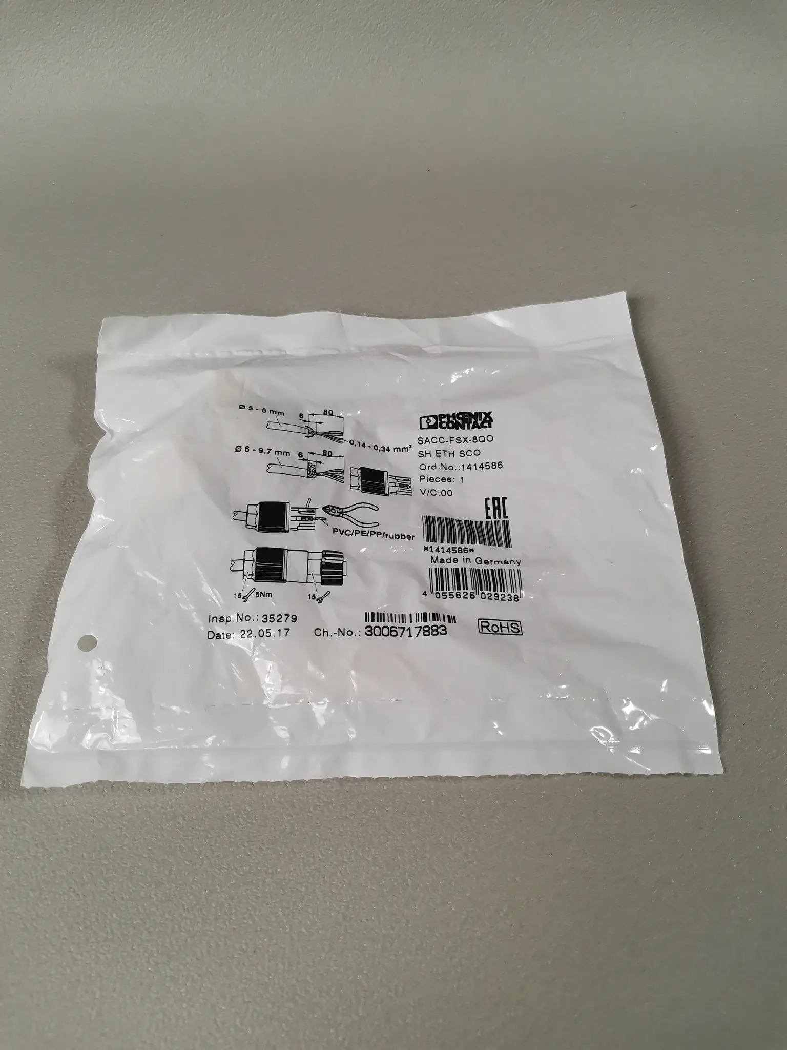 Produktfoto 1 von Phoenix Contact 1414586 SACC-FSX-8QO NEU OVP