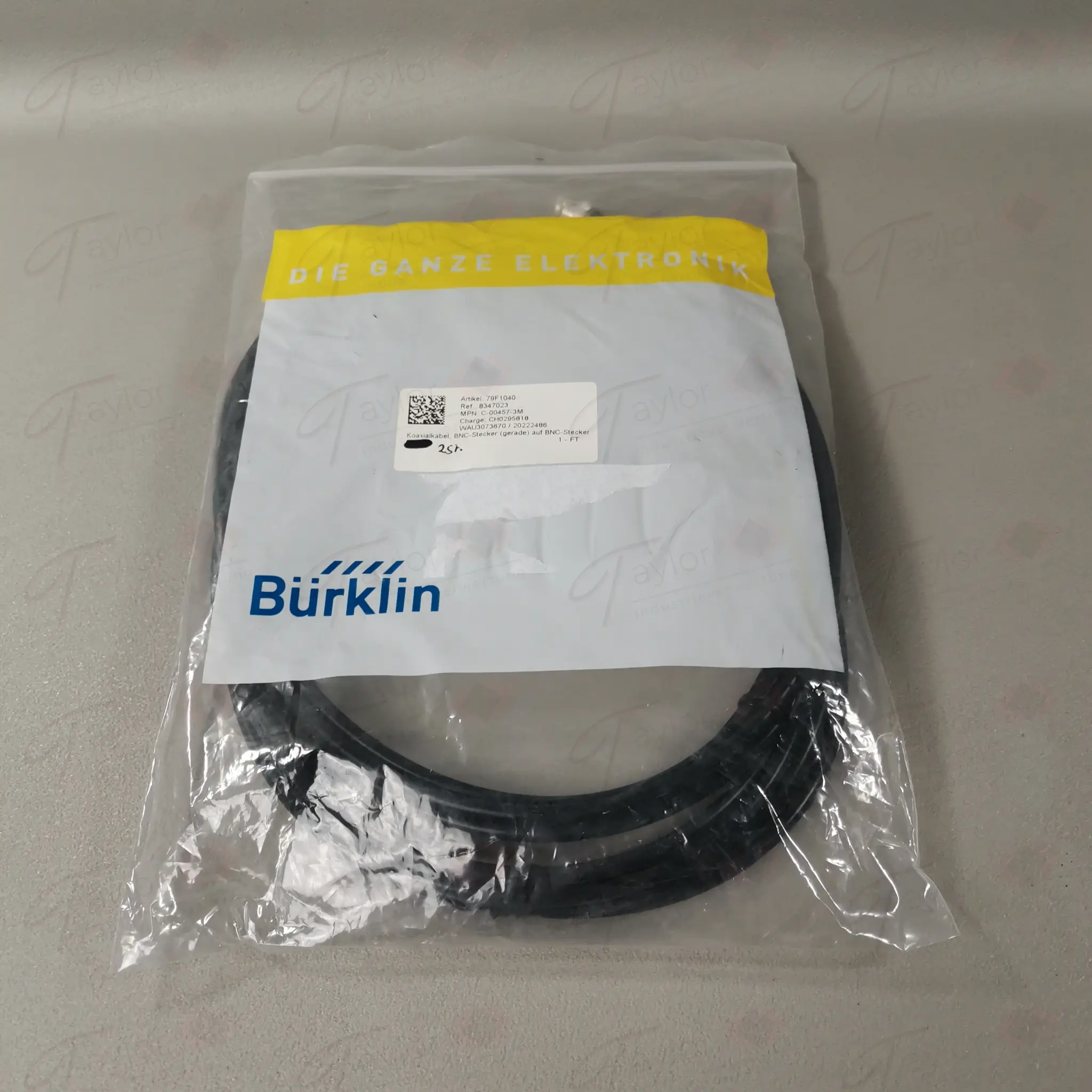 Produktfoto 1 von Bürklin 79F1040 Koaxial, BNC-Stecker (gerade) auf BNC-Stecker, 2 Stück NEU OVP