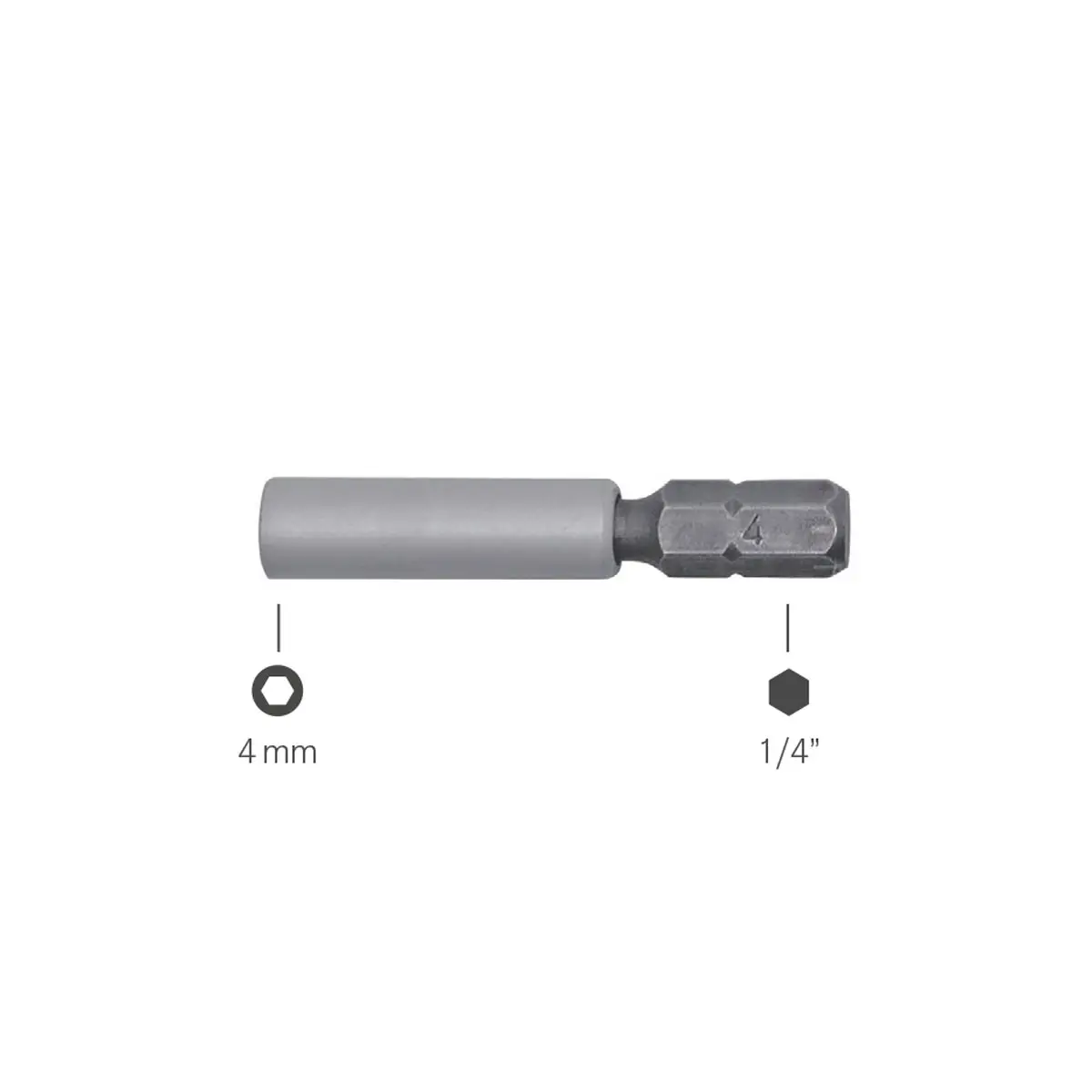 Produktfoto 1 von Bit Adapter 1/4 Zoll > 4mm Bits, Länge 42,5mm
