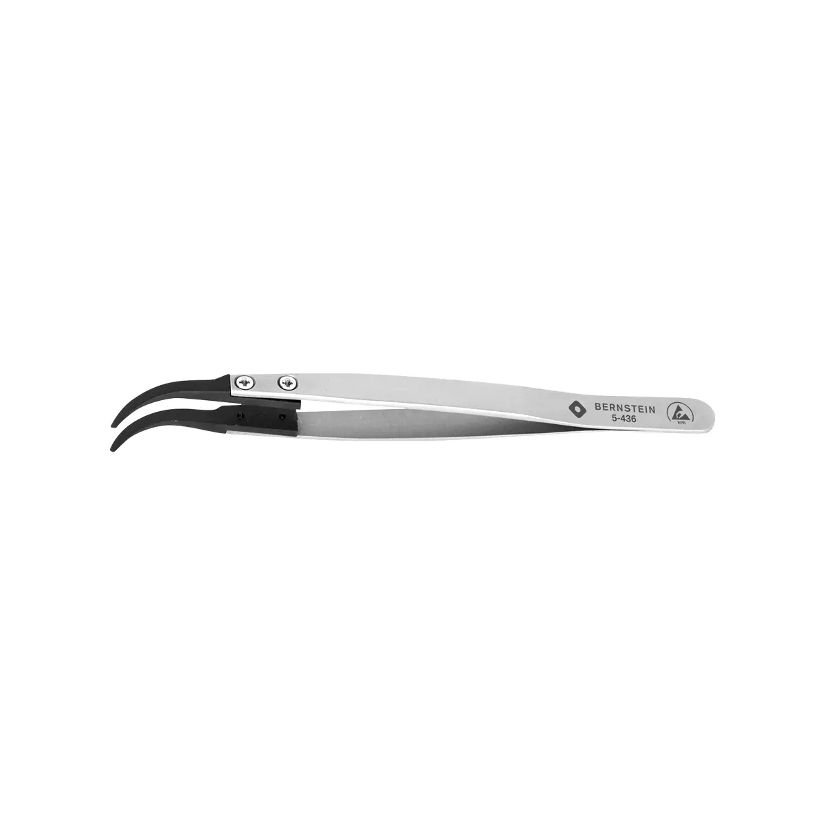 Produktfoto 1 von ESD Pinzette mit auswechselbaren Spitzen gebogen 0,2mm breit, leitend