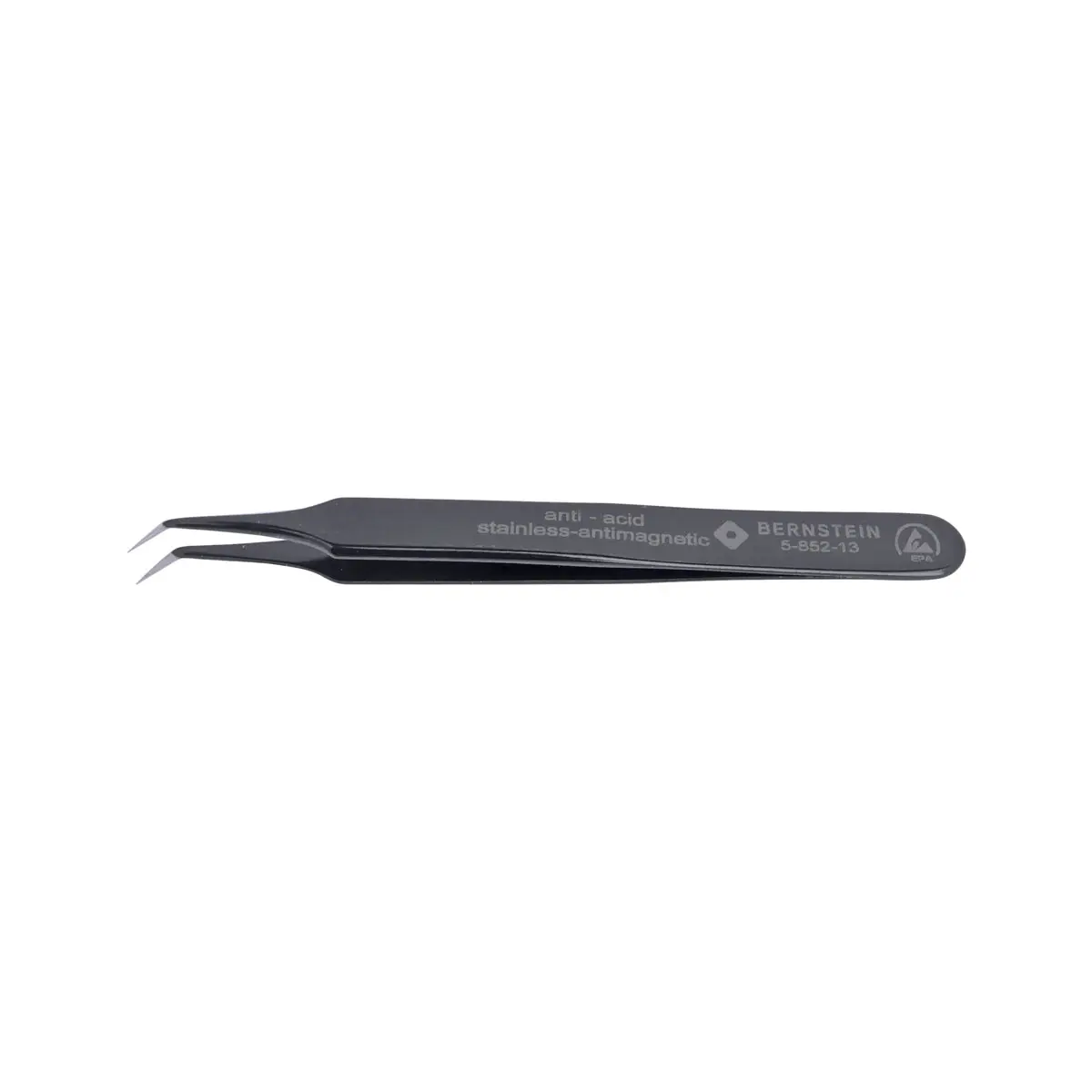 Produktfoto 1 von ESD SMD Pinzette 110mm Form 4b Edelstahl Winkel 40° sehr spitz, ableitfähig