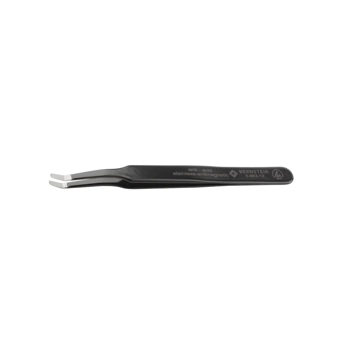 Produktfoto 1 von ESD SMD Pinzette 125mm Form 2acb Edelstahl Winkel 30° ableitfähig