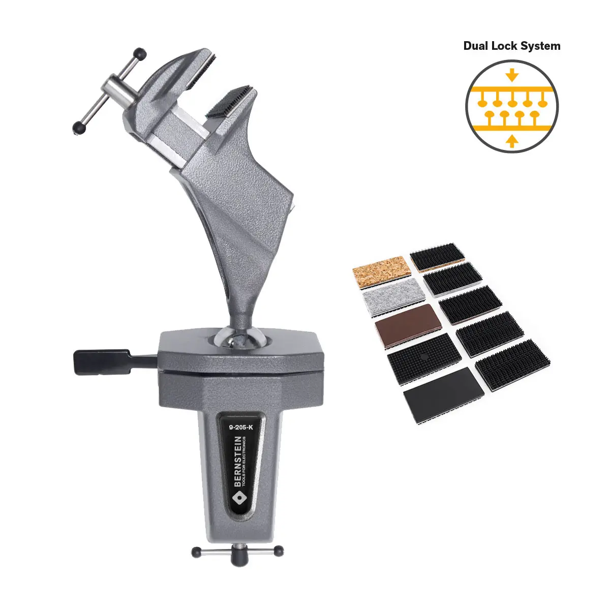 Produktfoto 1 von Kugelgelenk-Schraubstock SPANNFIX zum Anklemmen (Klett)+9-900-K50-SET