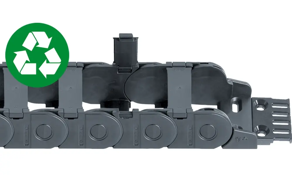 Produktfoto 1 von Energiekettenserie E2.38.CG | aus recyceltem Material, im Außenradius beidseitig zu öffnen | Innenhöhe: 38 mm