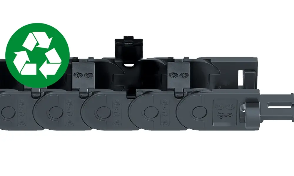 Produktfoto 1 von Energiekettenserie E2.10.CG | aus recyceltem Material, im Außenradius beidseitig zu öffnen | Innenhöhe: 10,1 mm