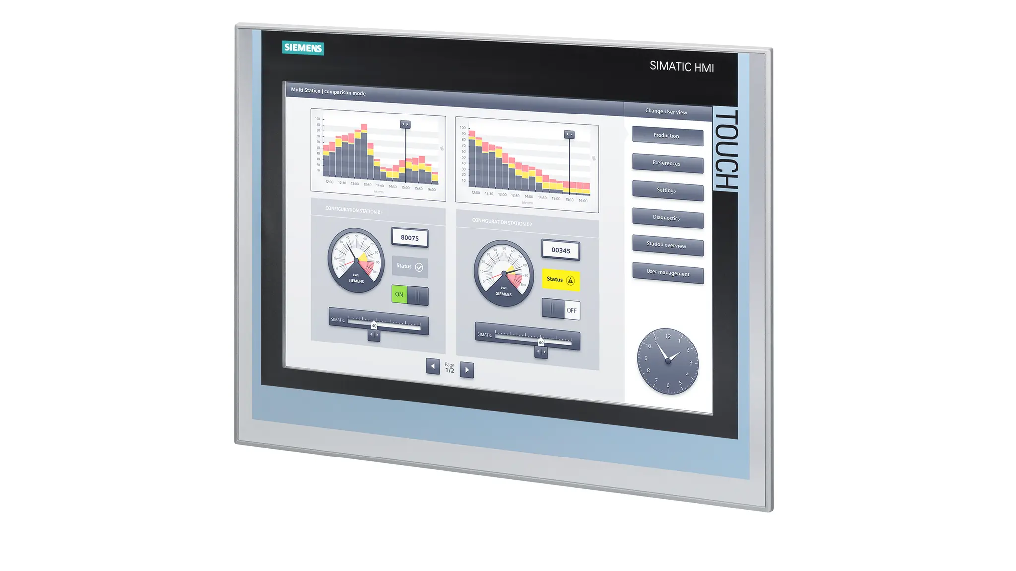 Produktfoto 1 von Siemens 6AV2124-0QC02-0AX2 SIMATIC HMI TP1900 Comfort Touch Panel 19 Inch