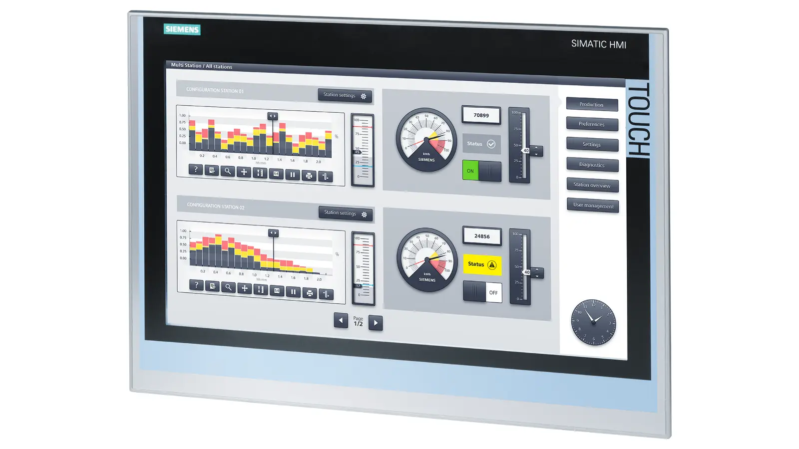 Produktfoto 1 von Siemens 6AV2124-0UC02-0AX1 SIMATIC HMI TP1500 Comfort Touch Panel 15.6 Inch
