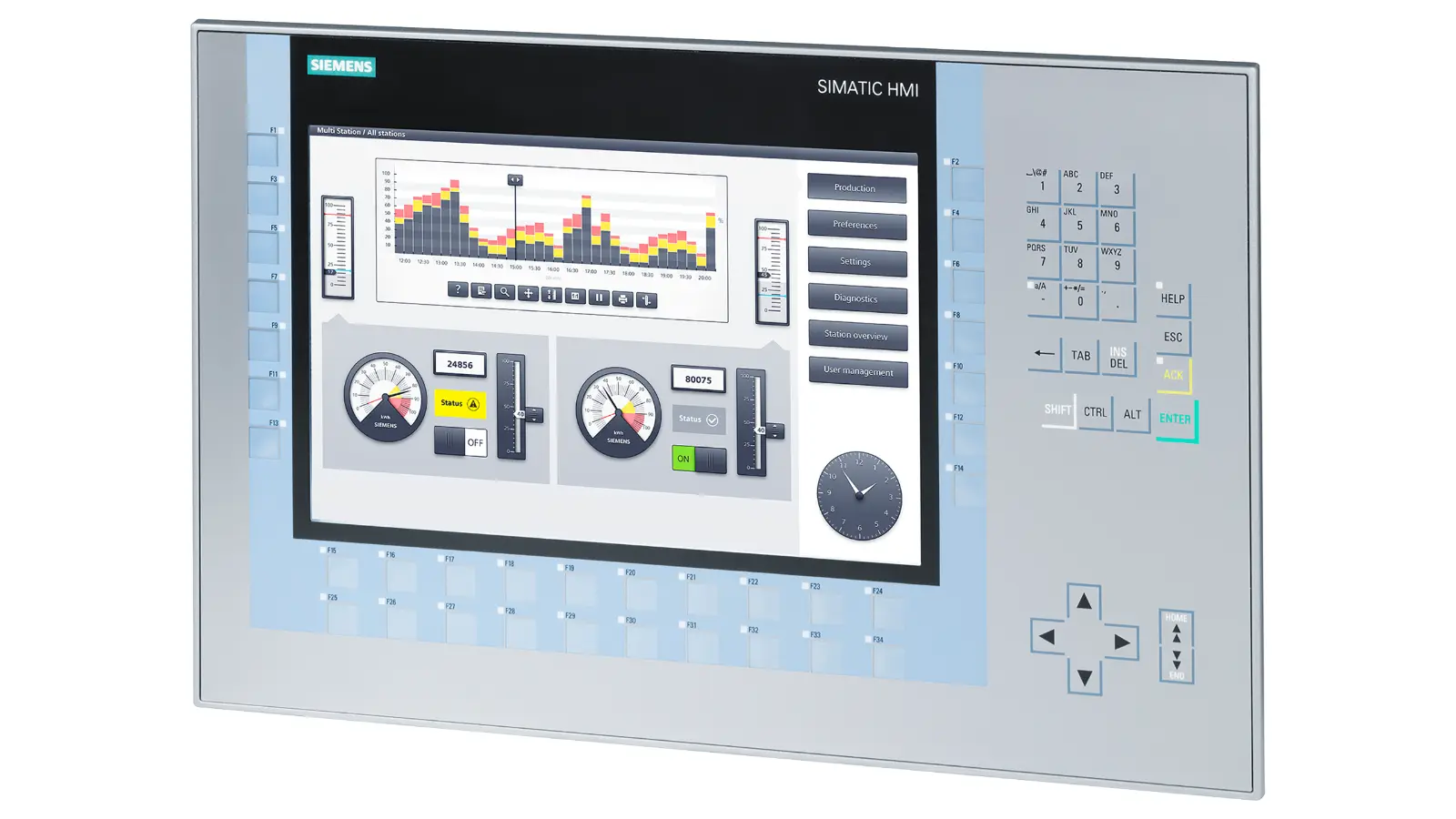 Produktfoto 1 von Siemens 6AV2124-1MC01-0AX0 SIMATIC HMI KP1200 Comfort Key Panel 12 Inch