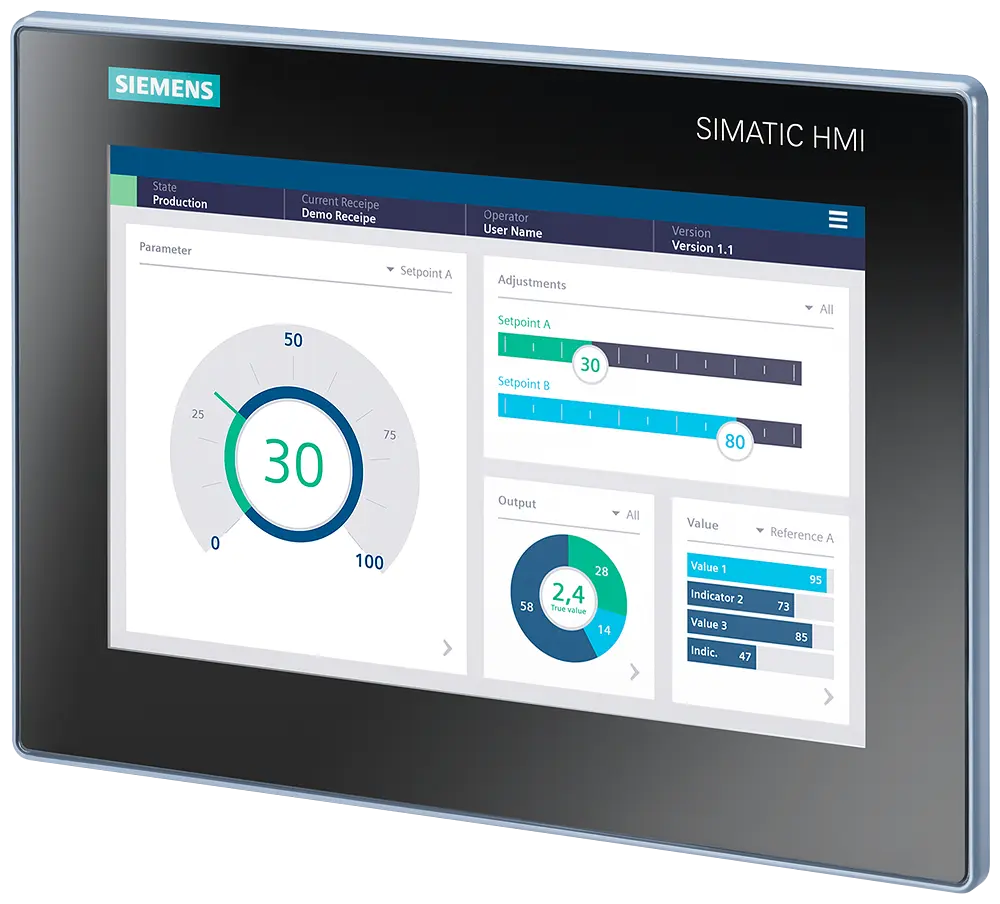 Produktfoto 1 von Siemens 6AV2123-3KB32-0AW0 SIMATIC HMI KTP1200 Basic PN Basic Panel 12 Inch