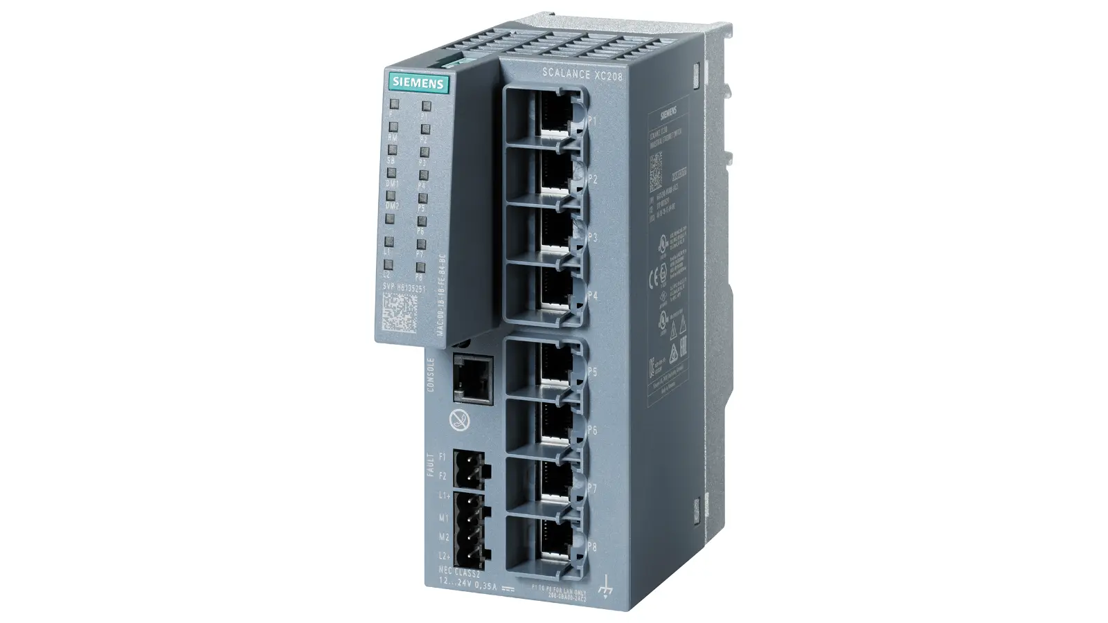 Produktfoto 1 von Siemens 6GK5208-0BA00-2AC2 SCALANCE XC208 Managed Industrial Ethernet Switch 8-Port