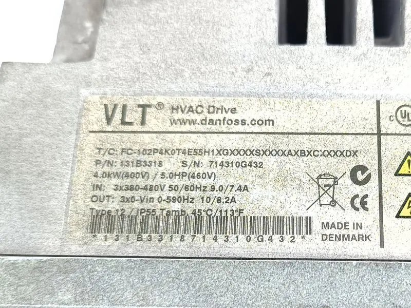 Danfoss FC 102 131B3318 FC-102P4K0T4E55H1XGXXXXSXXXXAXBXCXXXXDX 4kw 400V TESTED