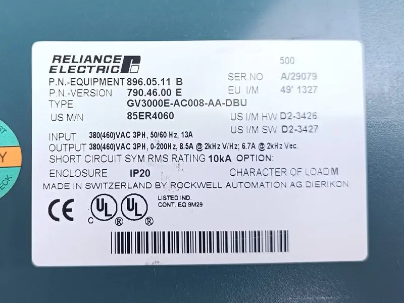 Produktfoto 1 von Rockwell Reliance Electric GV3000E-AC008-AA-DBU 896.05.11 B TESTED & TOP ZUSTAND