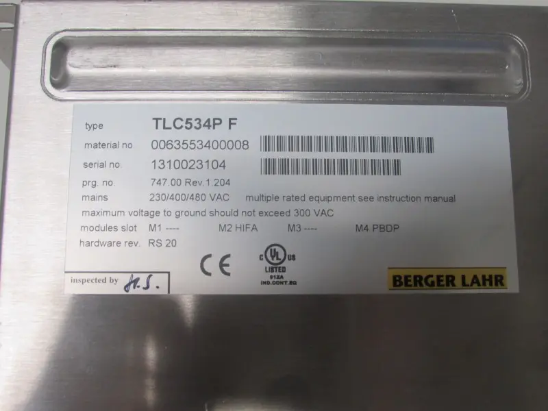 Produktfoto 1 von Berger Lahr sig positec TLC534P F HIFA PBDP AC Prgno: 747.00 Rev. 1.204
