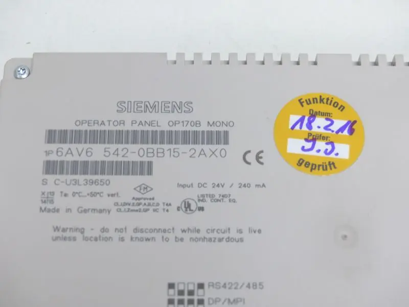 Produktfoto 1 von Siemens OP170B Mono 6AV6 542-0BB15-2AX0 6AV6542-0BB15-2AX0 E-St.12 NEUWERTIG