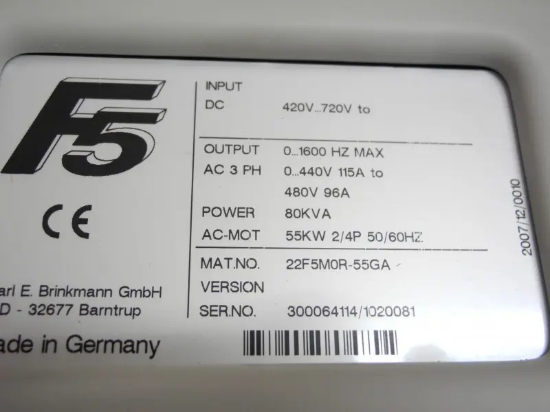 Produktfoto 1 von KEB F5 22.F5 22F5M0R-55GA DC Drive 420V-720V 80KVA 55KW NEU OVP