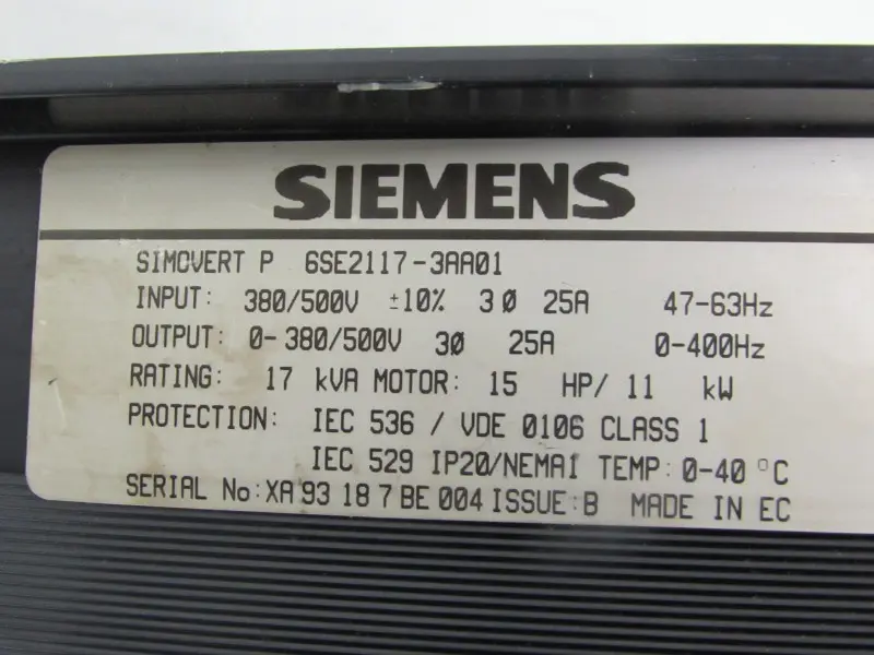 Produktfoto 1 von Siemens Simovert P 6SE2117-3AA01 11kw 400V Frequenzumrichter Top Zustand