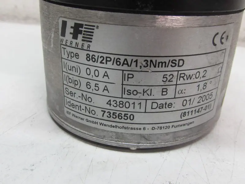 Produktfoto 1 von IEF Werner Stepmotor Schrittmotor 86/2P/6A/1,3Nm/SD Top Zustand