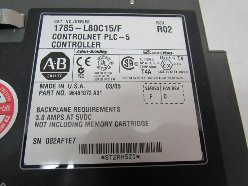 Produktfoto 1 von Allen Bradley 1785-L80C15 /F PLC-5/80 C Controlnet PLC-5 Controller