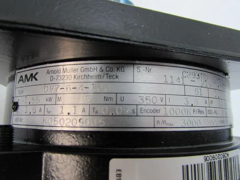AMK Servomotor DV7-6-4-I00 1.55KW 350V 3000/MIN unused UNBENUTZT