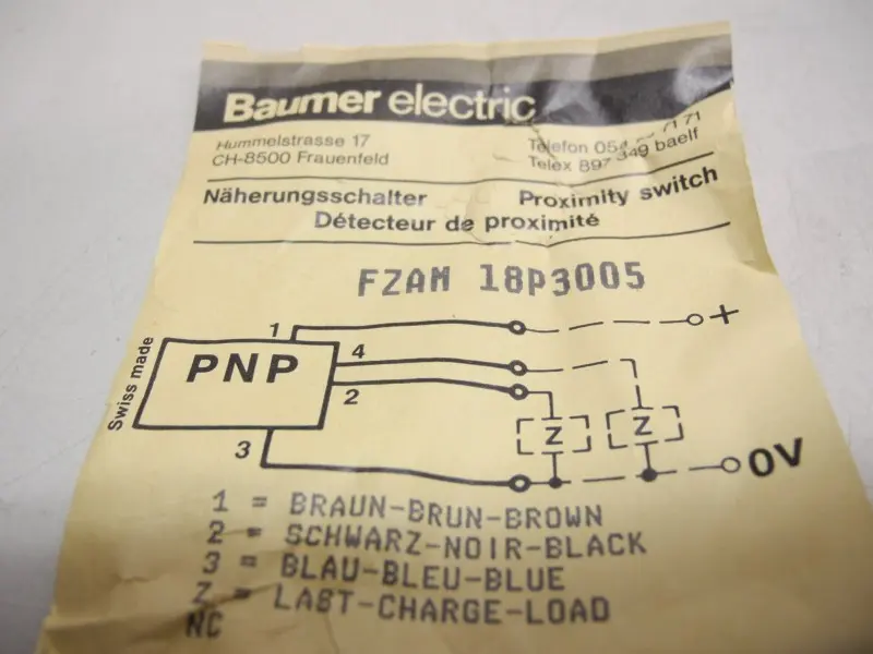Produktfoto 1 von Baumer Electric FZAM 18P3005 Näherungssensor UNUSED