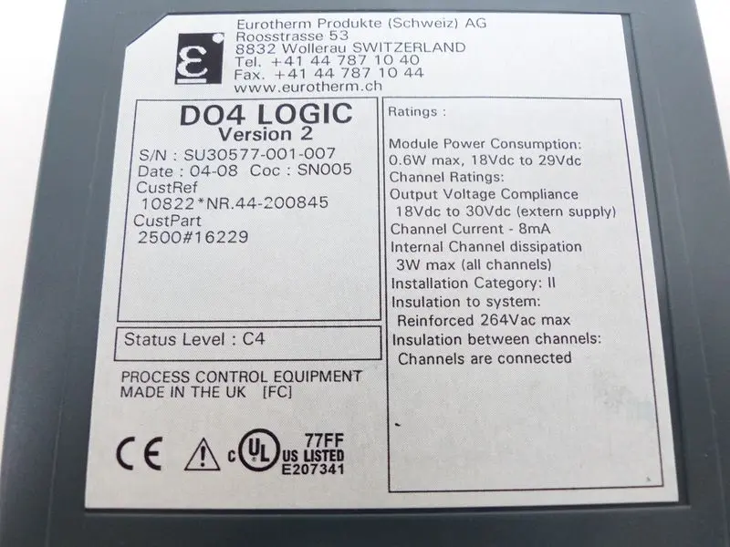 Produktfoto 1 von EUROTHERM DO4 LOGIC VER. 2 2500#16229 10822*NR.44-200845 NEUWERTIG