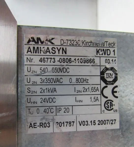 Produktfoto 1 von AMK Amkasyn KWD 1 Servo Drive KWD1+ 2x KW-R04 Version 3.20 TOP ZUSTAND