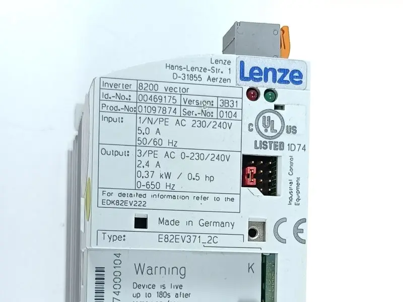 Produktfoto 1 von Lenze Vector 8200 E82EV371_2C E82EV371K2C 230/240V 0,37kW TESTED & TOP ZUSTAND