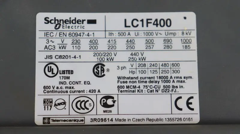 Produktfoto 1 von Schneider Electric Schütz LC1F400 400V 200kw TOP ZUSTAND