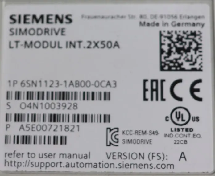 Produktfoto 1 von Siemens Simodrive 6SN1123-1AB00-0CA3 Int. 2x50A Version A TESTED & TOP ZUSTAND