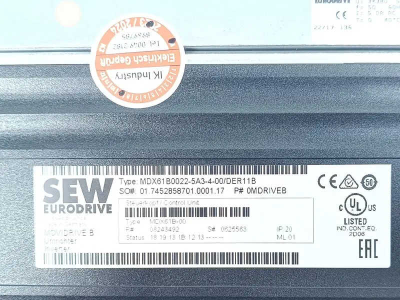 Produktfoto 1 von SEW Movidrive MDX61B0022-5A3-4-00 + MDX60A0022-5A3-4-00 TESTED & TOP ZUSTAND