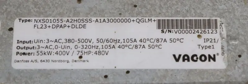 Vacon Frequenzumrichter NXS01055-A2H0SSS-A1A3000000 400V 55kw TESTED