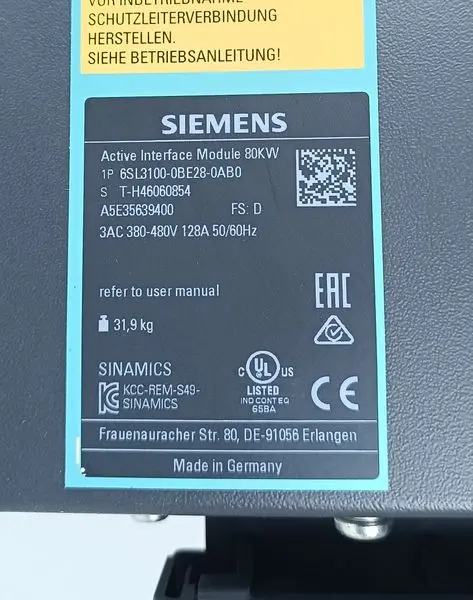 Produktfoto 1 von Siemens Sinamics Active Interface Module 80KW 6SL3100-0BE28-0AB0 TOP ZUSTAND