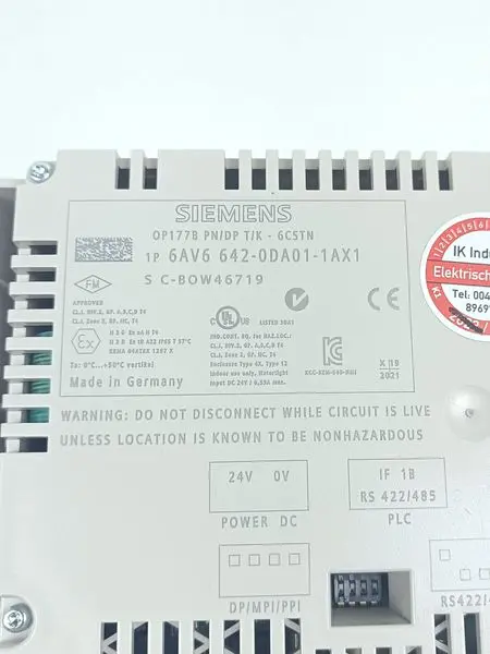 Produktfoto 1 von Siemens 6AV6 642-0DA01-1AX1 OP177B PN/DP T/K - 6CSTN E-St. 18 TESTED & NEUWERTIG