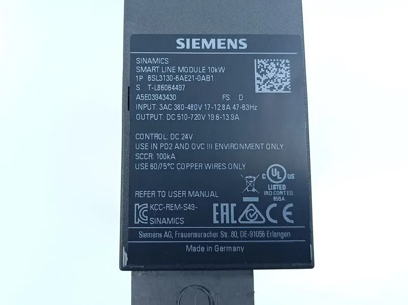 Produktfoto 1 von Siemens Smart Line Module 10kw 6SL3130-6AE21-0AB1 FS: D TESTED & TOP ZUSTAND