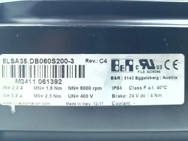 Produktfoto 1 von B&R Automation Servomotor 8LSA35.DB060S200-3 REV.: C4 UNUSED