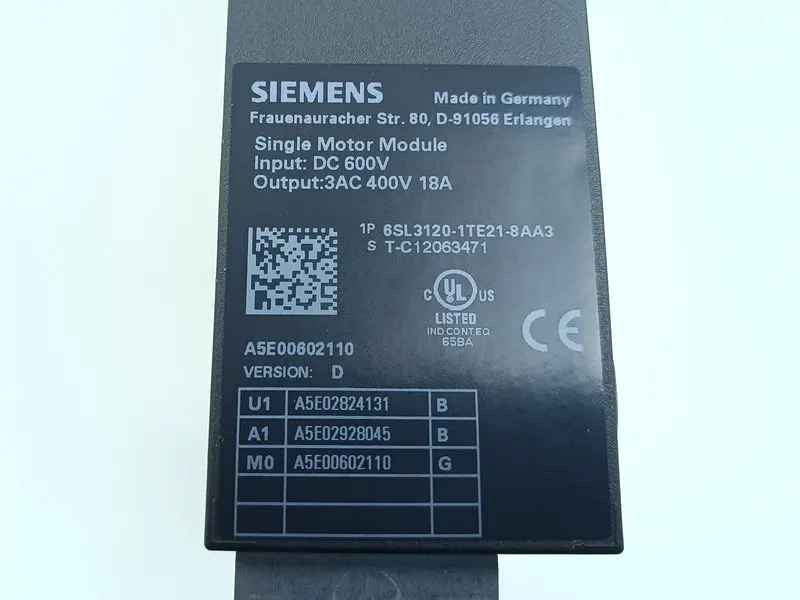 Produktfoto 1 von Siemens Sinamics 6SL3120-1TE21-8AA3 Version D 18A TESTED & TOP ZUSTAND