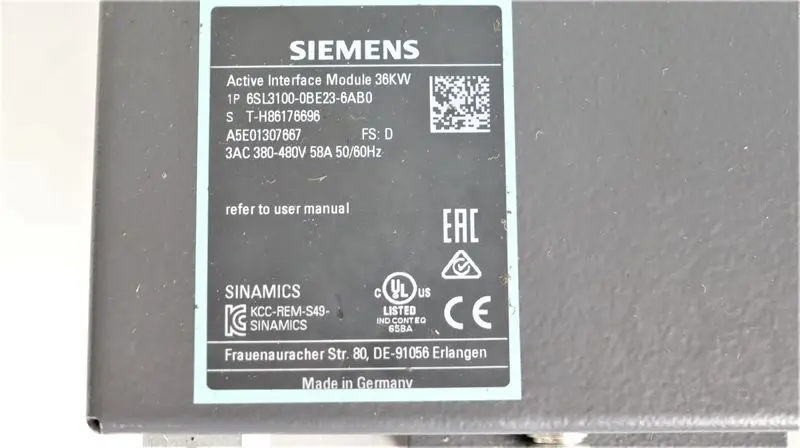Produktfoto 1 von Siemens Active Interface Module 36kw 6SL3100-0BE23-6AB0 FS: D TESTED & NEUWERTIG