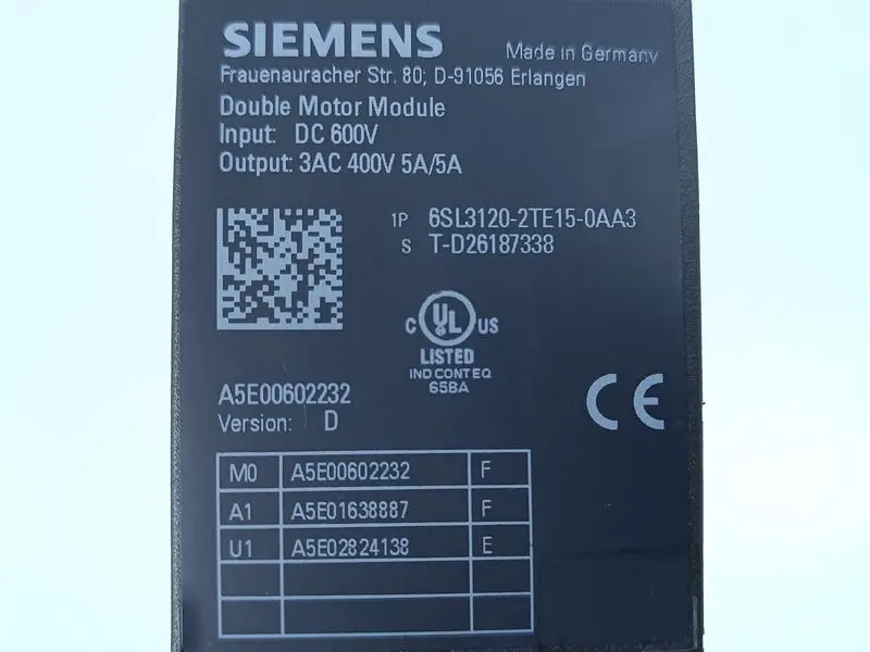 Produktfoto 1 von Siemens 6SL3120-2TE15-0AA3 Double Motor Module Version D TESTED & TOP ZUSTAND