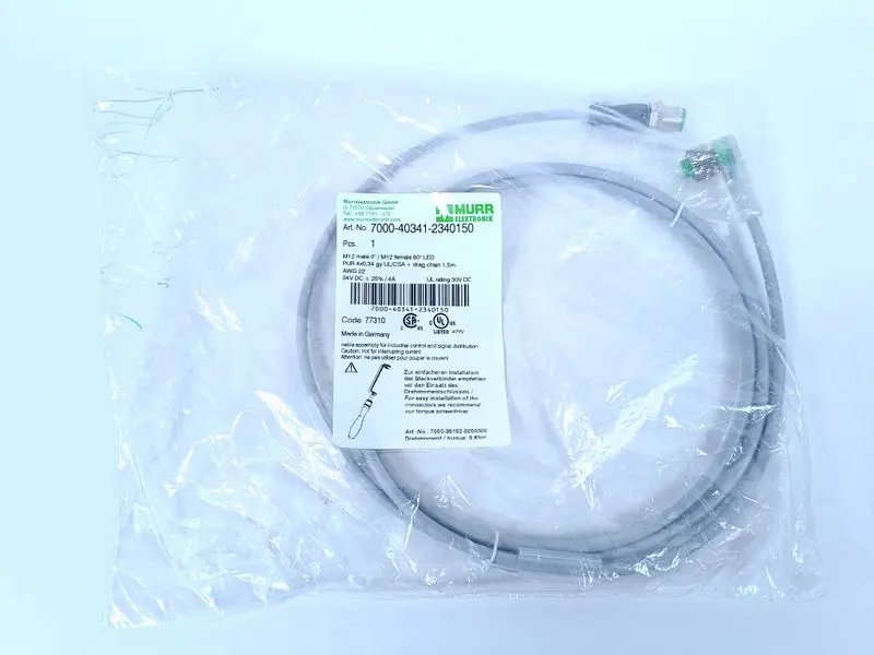 Produktfoto 1 von Murr elektronik 7000-40341-2340150 M12 male 0° / M12 female 90° LED UNUSED & OVP