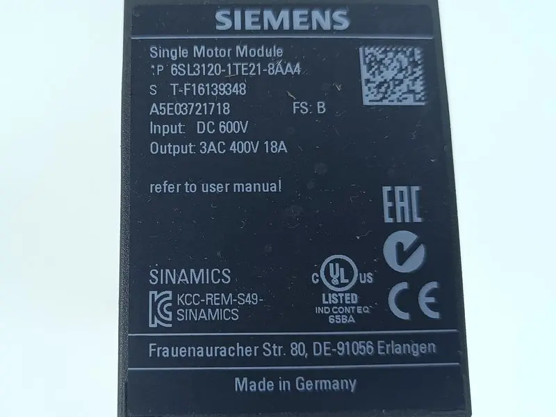 Produktfoto 1 von Siemens 6SL3120-1TE21-8AA4 FS:B + 6SL3162-2MA00-0AA0 TESTED & TOP ZUSTAND