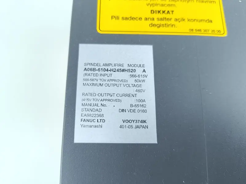 Produktfoto 1 von Fanuc Spindle Amplifier Module A06B-6104-H245#H520 Ver. A TOP ZUSTAND
