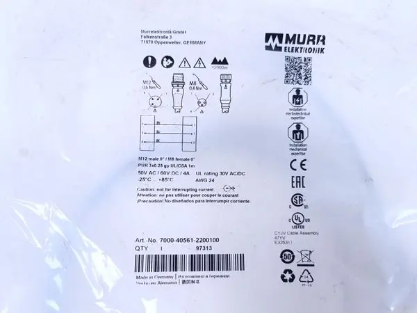Produktfoto 1 von Murr elektronik 7000-40561-2200100 M12 male 0° / M8 female 0° OVP & SEALED