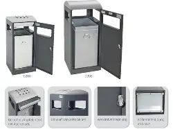 Produktfoto 1 von 650-090-0-1-100 / 9900041432 Ascher-Abfallkombi 90+9 L 1060x450x450 mm