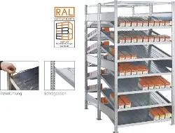 Produktfoto 1 von 21755 Kanban-Anbauregal H2000xB1000 2x T500 mm +Trenn-/Seitenführ.